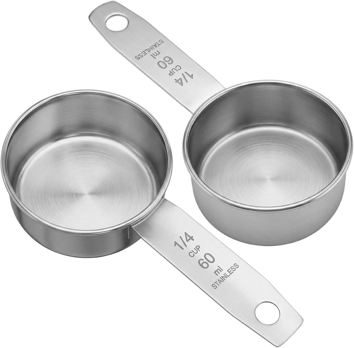 1/4 Cup Stainless Steel Measuring Cup, 60 ml Cooking Measure Scoop, 2 oz Measure Cup Tablespoon with Handle for Dry and Wet Food, 60 cc Metal Coffee Scoop for Cooking Drinking Baking（）