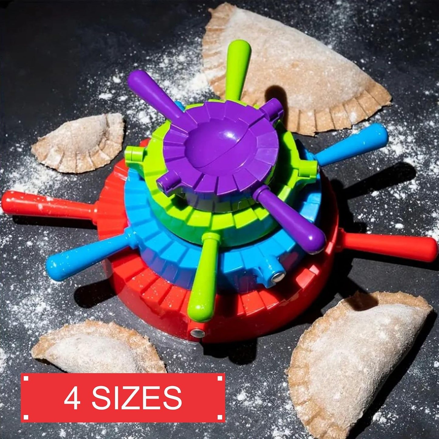 Dumpling Maker Press Mold Set of 4 - Gyoza Pot Pie Maker, Dough Press, Empanada Press 5 inch, Empanada Maker Press 6 inch, Chinese Soup Dumpling, Dumpling Mold, Ravioli, Dumpling potsticker maker