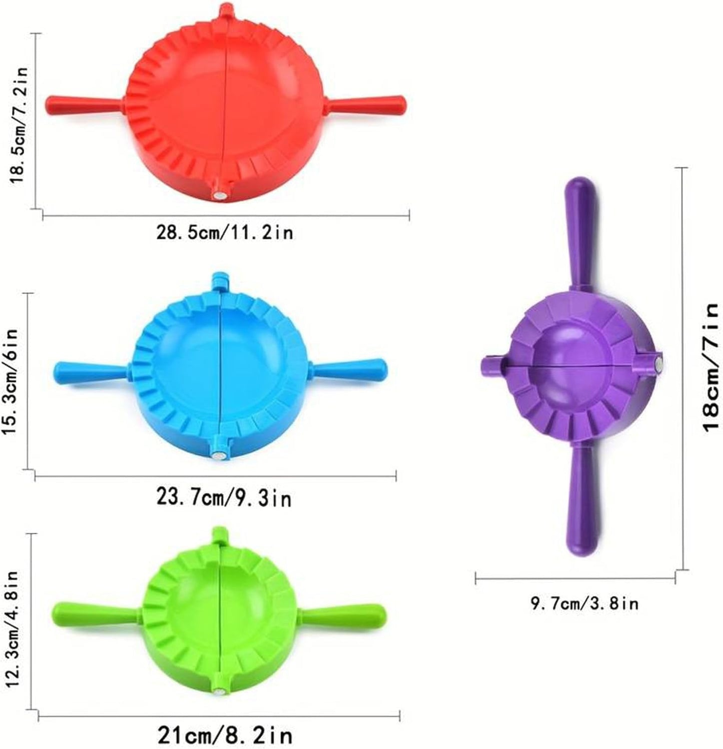 Dumpling Maker Press Mold Set of 4 - Gyoza Pot Pie Maker, Dough Press, Empanada Press 5 inch, Empanada Maker Press 6 inch, Chinese Soup Dumpling, Dumpling Mold, Ravioli, Dumpling potsticker maker