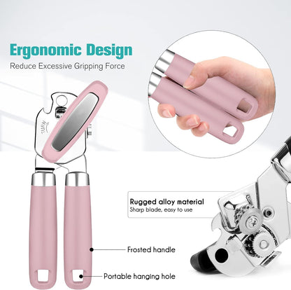 Can Opener,Professional 3-In-1 Multifunctional Manual Can Openers Bottle Opener,Kitchen Durable Stainless Steel Heavy Duty Can Opener Smooth Edge for Kitchen Seniors Friendly