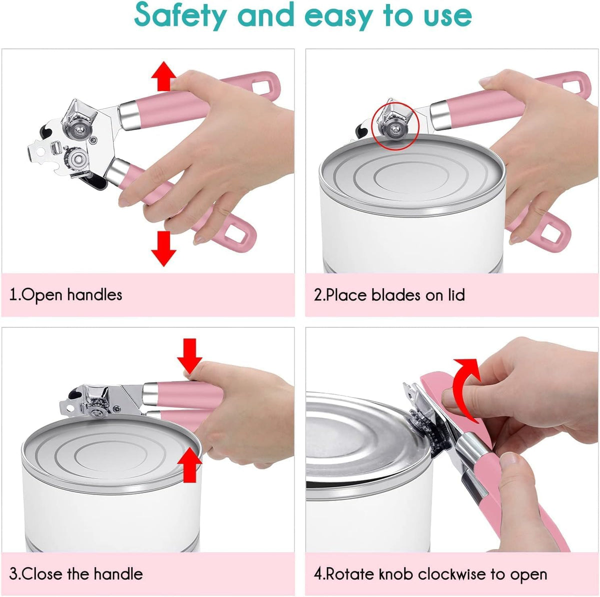 Can Opener,Professional 3-In-1 Multifunctional Manual Can Openers Bottle Opener,Kitchen Durable Stainless Steel Heavy Duty Can Opener Smooth Edge for Kitchen Seniors Friendly