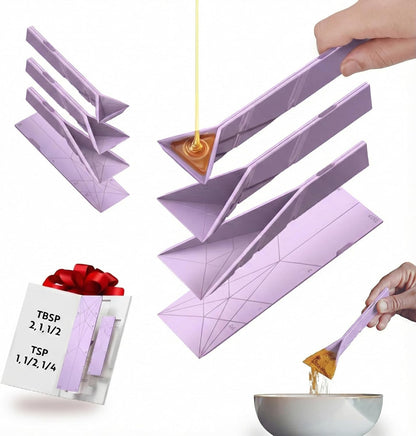 Original Flat 3-in-1 Folding Measuring Spoons | 2 Spoons fold into 6 Sizes | Magnetic | DuraBend Tech lasts 100k+ folds | LeakProof for Wet & Dry | Gift Packaging | Baking/Cooking (Purple)