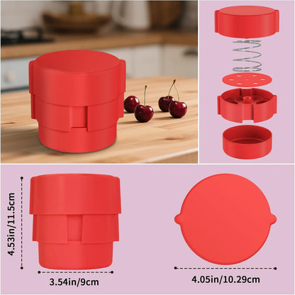 Cherry Pitter - Multiple Cherries Seed Remover, Labor-Saving Push Down Cherry Pitter Tool Pit Remover (Red)
