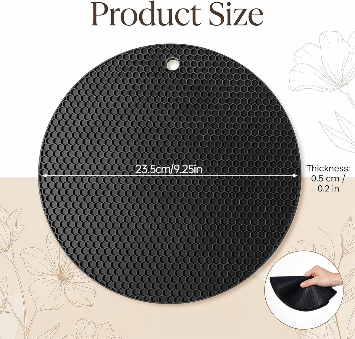 Silicone Microwave Mat, 9.25" Round Heat Resistant Silicone Trivet Mat, Double-Sided Honeycomb Structure, Non-Slip Microwave Splatter Cover Multifunctional Place Mats, Hot Pad, Hot Pot Holder