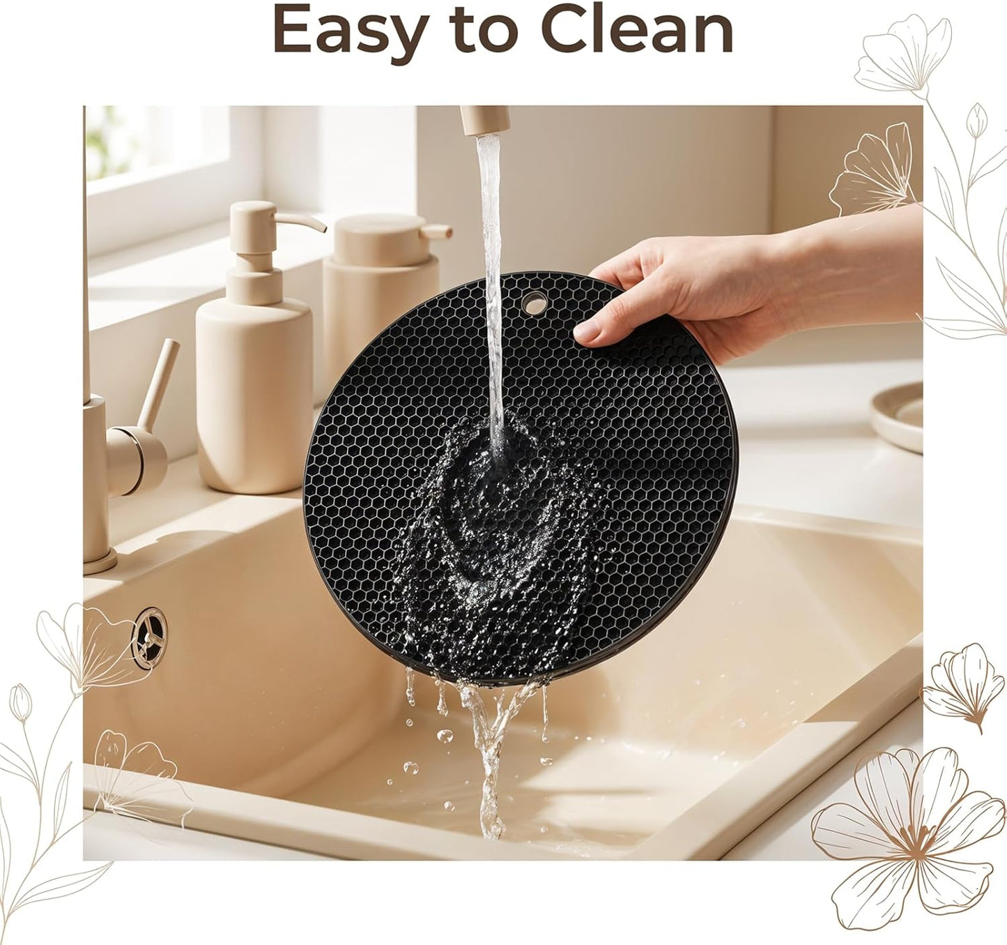 Silicone Microwave Mat, 9.25" Round Heat Resistant Silicone Trivet Mat, Double-Sided Honeycomb Structure, Non-Slip Microwave Splatter Cover Multifunctional Place Mats, Hot Pad, Hot Pot Holder