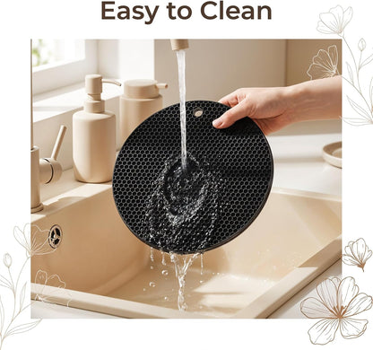 Silicone Microwave Mat, 9.25" Round Heat Resistant Silicone Trivet Mat, Double-Sided Honeycomb Structure, Non-Slip Microwave Splatter Cover Multifunctional Place Mats, Hot Pad, Hot Pot Holder