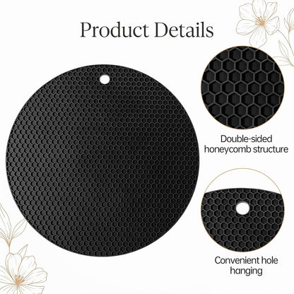 Silicone Microwave Mat, 9.25" Round Heat Resistant Silicone Trivet Mat, Double-Sided Honeycomb Structure, Non-Slip Microwave Splatter Cover Multifunctional Place Mats, Hot Pad, Hot Pot Holder