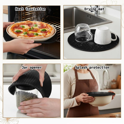 Silicone Microwave Mat, 9.25" Round Heat Resistant Silicone Trivet Mat, Double-Sided Honeycomb Structure, Non-Slip Microwave Splatter Cover Multifunctional Place Mats, Hot Pad, Hot Pot Holder