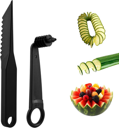 Handheld Spiral Vegetable Cutter 2 Pc with V Carving Knife
