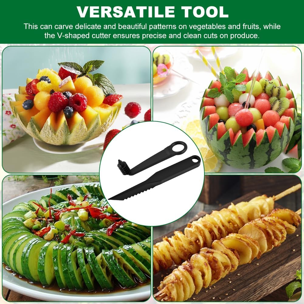 Handheld Spiral Vegetable Cutter 2 Pc with V Carving Knife