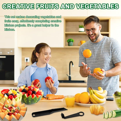 Handheld Spiral Vegetable Cutter 2 Pc with V Carving Knife