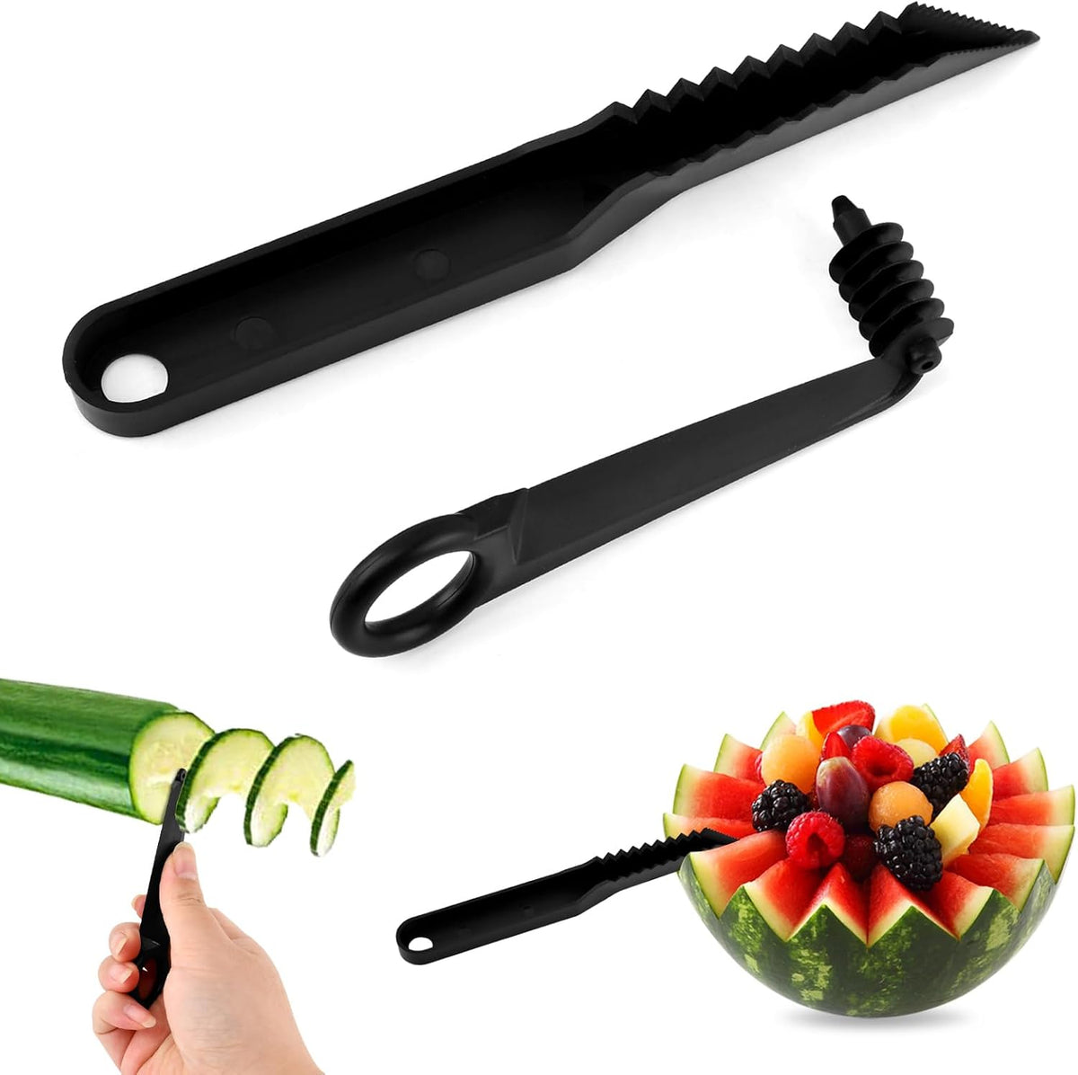 Handheld Spiral Vegetable Cutter 2 Pc with V Carving Knife