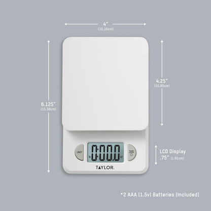 Compact Digital Scale (White), 11 pound capacity