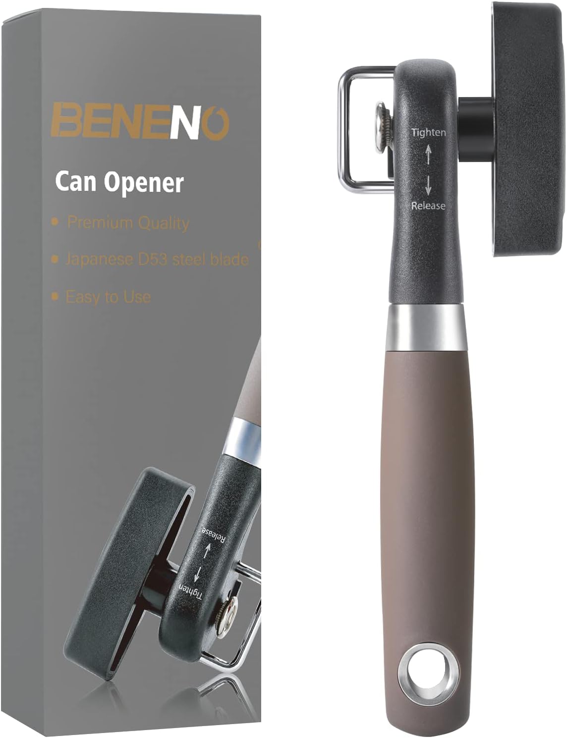 Can Opener, Manual Side Safe Cut Can Opener Smooth Edge with Durable Sharp Blade, Effort-Saving Knob & Comfortable Non-slip Handle, Red