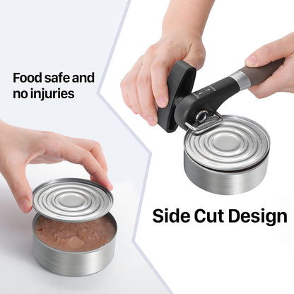 Can Opener, Manual Side Safe Cut Can Opener Smooth Edge with Durable Sharp Blade, Effort-Saving Knob & Comfortable Non-slip Handle, Red