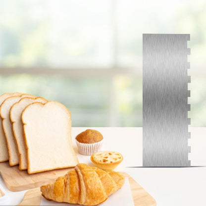 9 Inch Stainless Steel Cake Scraper, Cream Cake Scraper Sided Patterned Edge Stripe Edge Smoother Scraper Cake Smoother Frosting Scraper Cake Decorating Comb for Mousse Butter Cream