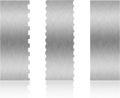 9 Inch Stainless Steel Cake Scraper, Cream Cake Scraper Sided Patterned Edge Stripe Edge Smoother Scraper Cake Smoother Frosting Scraper Cake Decorating Comb for Mousse Butter Cream