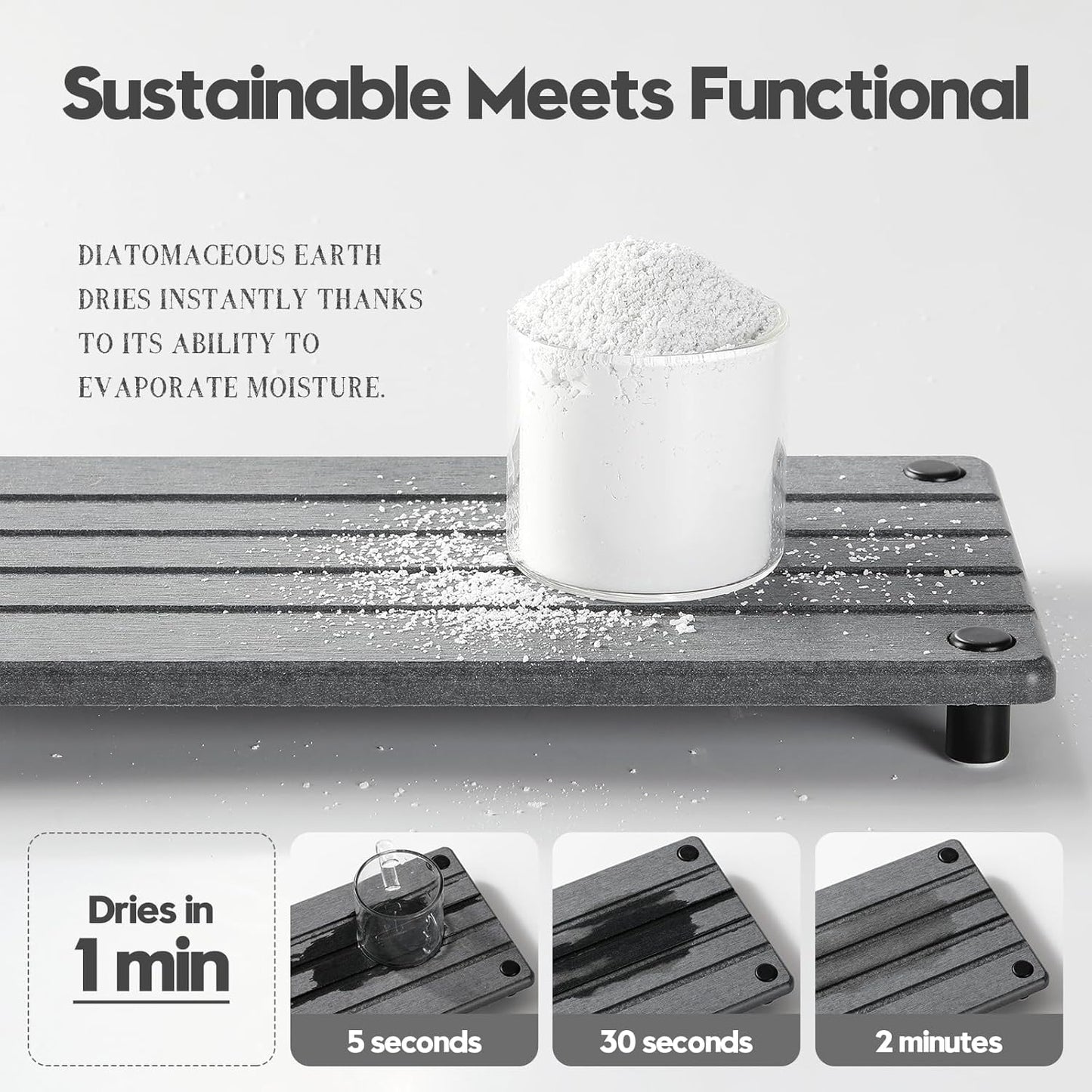 Sink Caddy Kitchen Sink Organizer, Water Absorbing Stone Tray for Sink,Diatomite Bathroom Counter Tray,Faucet Drying Mat Protector Coaster Soap Dish Rack Riser Vanity Dispenser Sponge Holder,10" x 4"