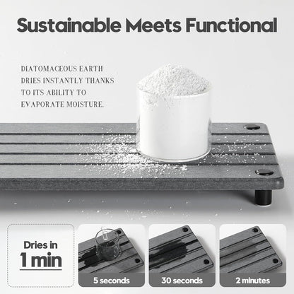 Sink Caddy Kitchen Sink Organizer, Water Absorbing Stone Tray for Sink,Diatomite Bathroom Counter Tray,Faucet Drying Mat Protector Coaster Soap Dish Rack Riser Vanity Dispenser Sponge Holder,10" x 4"
