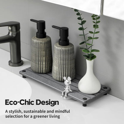 Sink Caddy Kitchen Sink Organizer, Water Absorbing Stone Tray for Sink,Diatomite Bathroom Counter Tray,Faucet Drying Mat Protector Coaster Soap Dish Rack Riser Vanity Dispenser Sponge Holder,10" x 4"