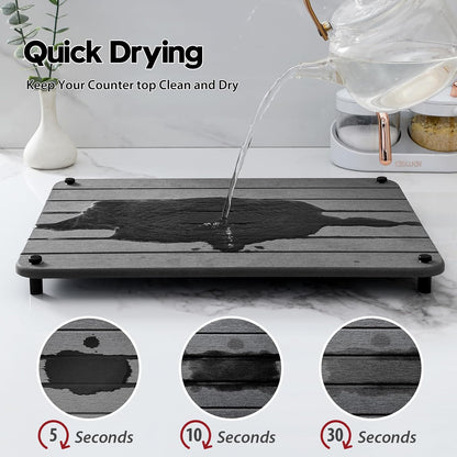 Sink Caddy Kitchen Sink Organizer, Water Absorbing Stone Tray for Sink,Diatomite Bathroom Counter Tray,Faucet Drying Mat Protector Coaster Soap Dish Rack Riser Vanity Dispenser Sponge Holder,10" x 4"
