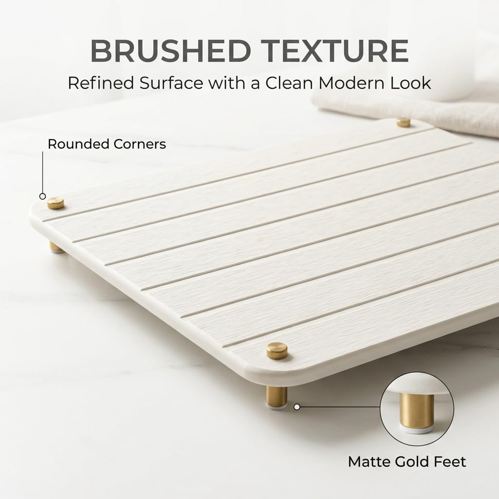 Sink Caddy Kitchen Sink Organizer, Water Absorbing Stone Tray for Sink,Diatomite Bathroom Counter Tray,Faucet Drying Mat Protector Coaster Soap Dish Rack Riser Vanity Dispenser Sponge Holder,10" x 4"
