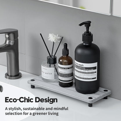 Sink Caddy Kitchen Sink Organizer, Water Absorbing Stone Tray for Sink,Diatomite Bathroom Counter Tray,Faucet Drying Mat Protector Coaster Soap Dish Rack Riser Vanity Dispenser Sponge Holder,10" x 4"