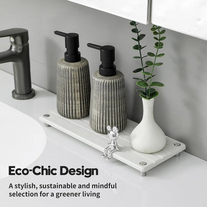 Sink Caddy Kitchen Sink Organizer, Water Absorbing Stone Tray for Sink,Diatomite Bathroom Counter Tray,Faucet Drying Mat Protector Coaster Soap Dish Rack Riser Vanity Dispenser Sponge Holder,10" x 4"