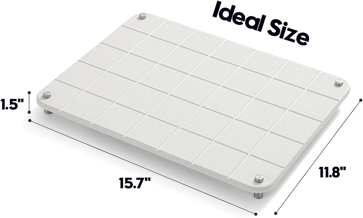 Sink Caddy Kitchen Sink Organizer, Water Absorbing Stone Tray for Sink,Diatomite Bathroom Counter Tray,Faucet Drying Mat Protector Coaster Soap Dish Rack Riser Vanity Dispenser Sponge Holder,10" x 4"