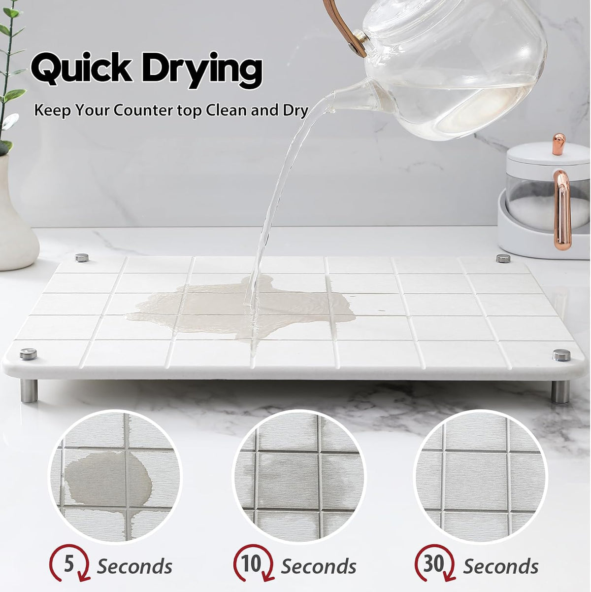 Sink Caddy Kitchen Sink Organizer, Water Absorbing Stone Tray for Sink,Diatomite Bathroom Counter Tray,Faucet Drying Mat Protector Coaster Soap Dish Rack Riser Vanity Dispenser Sponge Holder,10" x 4"