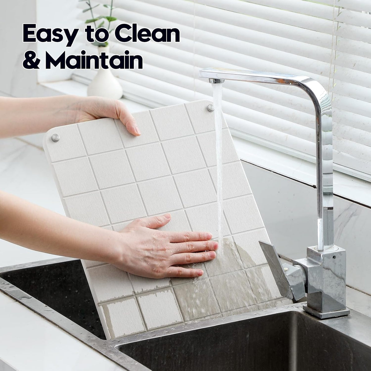 Sink Caddy Kitchen Sink Organizer, Water Absorbing Stone Tray for Sink,Diatomite Bathroom Counter Tray,Faucet Drying Mat Protector Coaster Soap Dish Rack Riser Vanity Dispenser Sponge Holder,10" x 4"