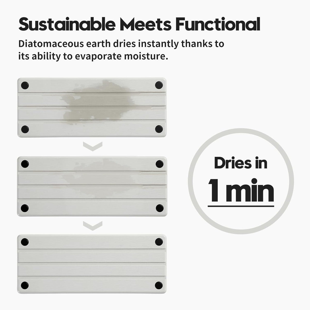 Sink Caddy Kitchen Sink Organizer, Water Absorbing Stone Tray for Sink,Diatomite Bathroom Counter Tray,Faucet Drying Mat Protector Coaster Soap Dish Rack Riser Vanity Dispenser Sponge Holder,10" x 4"