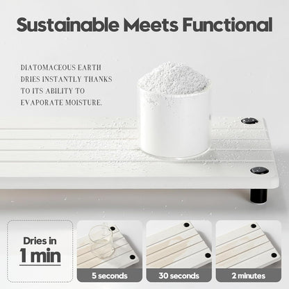 Sink Caddy Kitchen Sink Organizer, Water Absorbing Stone Tray for Sink,Diatomite Bathroom Counter Tray,Faucet Drying Mat Protector Coaster Soap Dish Rack Riser Vanity Dispenser Sponge Holder,10" x 4"
