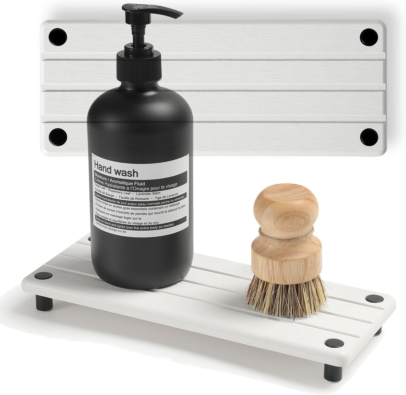 Sink Caddy Kitchen Sink Organizer, Water Absorbing Stone Tray for Sink,Diatomite Bathroom Counter Tray,Faucet Drying Mat Protector Coaster Soap Dish Rack Riser Vanity Dispenser Sponge Holder,10" x 4"