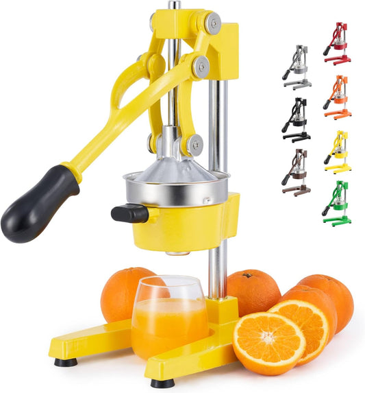 Manual Citrus Juicer - Professional Orange, Lemon, Lime & Pom Juice Extractor, Easy to Clean, Yellow