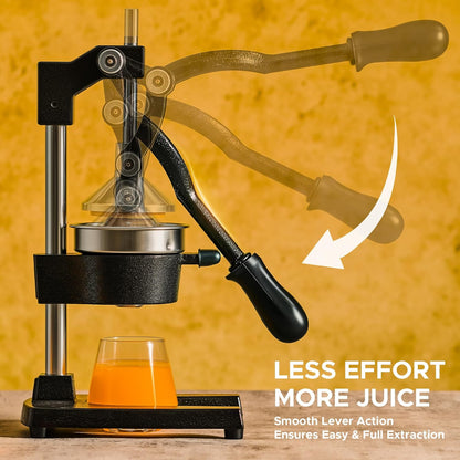 Manual Citrus Juicer - Professional Orange, Lemon, Lime & Pom Juice Extractor, Easy to Clean, Yellow