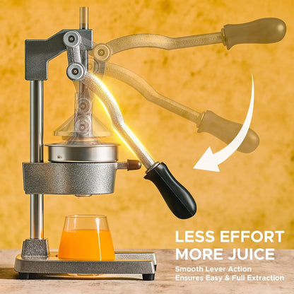 Manual Citrus Juicer - Professional Orange, Lemon, Lime & Pom Juice Extractor, Easy to Clean, Yellow
