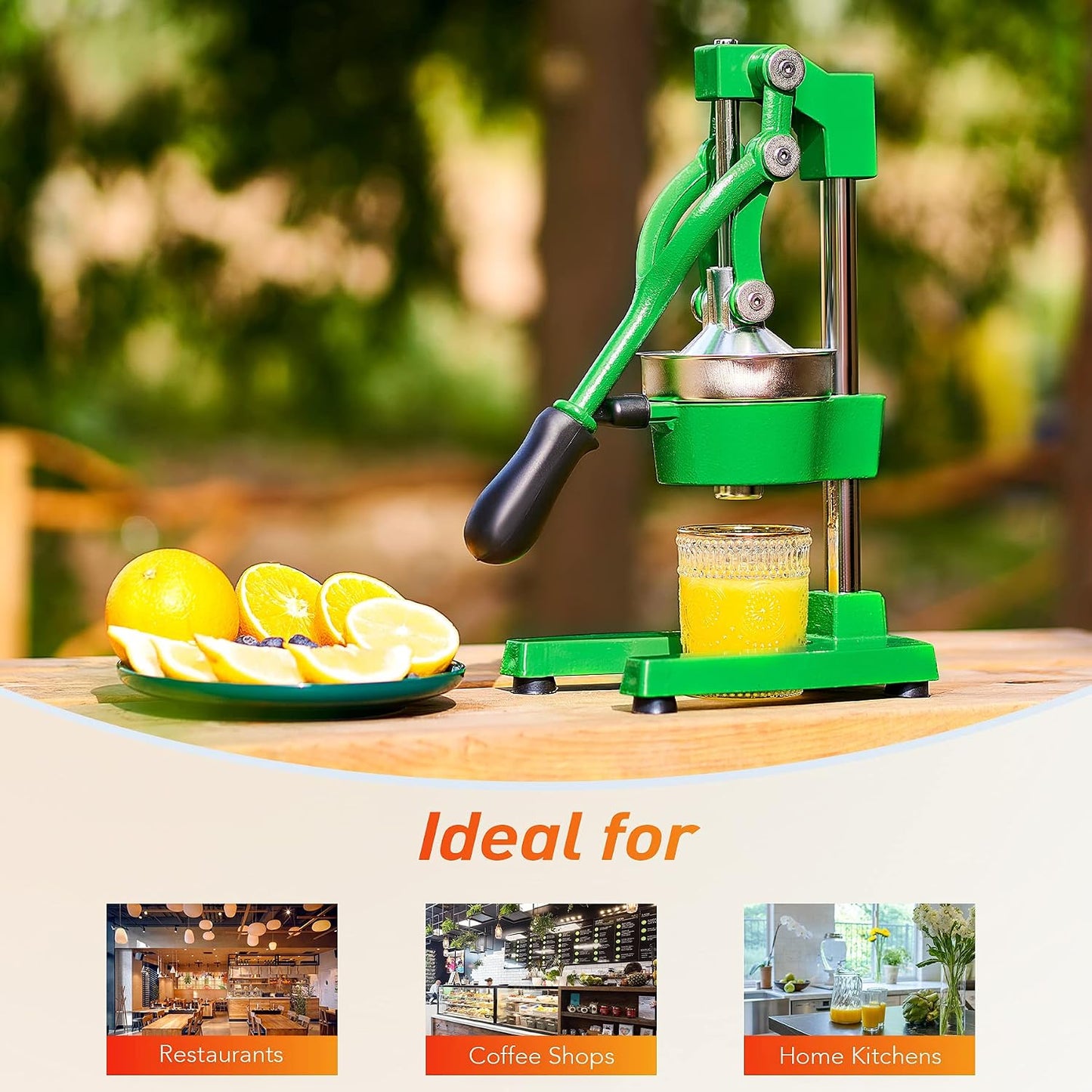 Manual Citrus Juicer - Professional Orange, Lemon, Lime & Pom Juice Extractor, Easy to Clean, Yellow