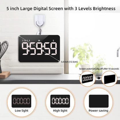 Visual Timer for Classroom Rechargeable, 10-Hour Digital Timers with Visual Time Bars Design, 3 Brightness/3 Volume Adjustable Magnetic Timer, Countdown/up Timer for Study Game Gym Kitchen Office