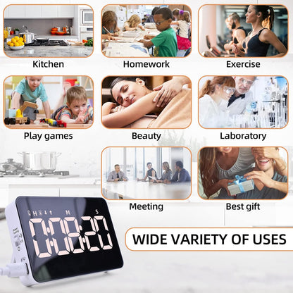 Visual Timer for Classroom Rechargeable, 10-Hour Digital Timers with Visual Time Bars Design, 3 Brightness/3 Volume Adjustable Magnetic Timer, Countdown/up Timer for Study Game Gym Kitchen Office