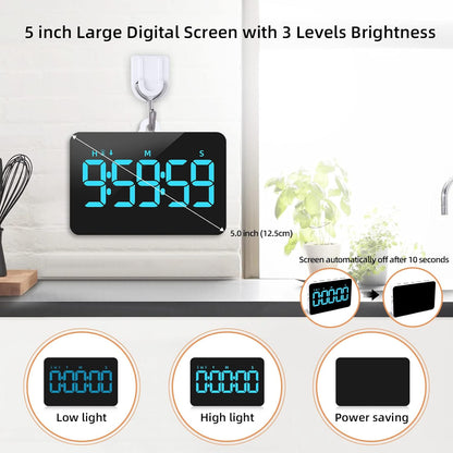 Visual Timer for Classroom Rechargeable, 10-Hour Digital Timers with Visual Time Bars Design, 3 Brightness/3 Volume Adjustable Magnetic Timer, Countdown/up Timer for Study Game Gym Kitchen Office