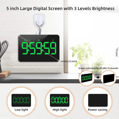 Visual Timer for Classroom Rechargeable, 10-Hour Digital Timers with Visual Time Bars Design, 3 Brightness/3 Volume Adjustable Magnetic Timer, Countdown/up Timer for Study Game Gym Kitchen Office
