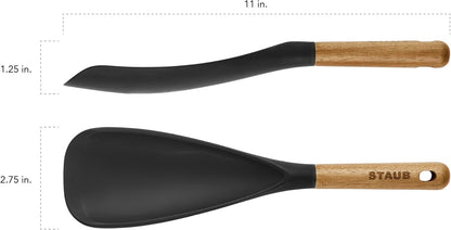 Soup Ladle, Cooking Utensil, Non-Stick Silicone, Black | Silicone Ladle, Durable Acacia Wood Handle. Safe for All Cookware Surfaces. Perfect for Soup & Gravy