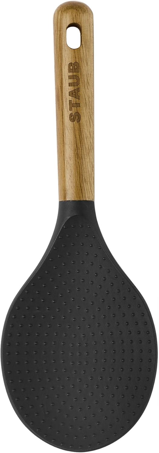Soup Ladle, Cooking Utensil, Non-Stick Silicone, Black | Silicone Ladle, Durable Acacia Wood Handle. Safe for All Cookware Surfaces. Perfect for Soup & Gravy