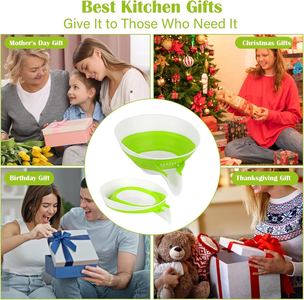 Small Colander with Draining Base, Collapsible Strainer Basket, Side-Drain Design, Countertop Colander Drain for Pasta, Fruits, Vegetables