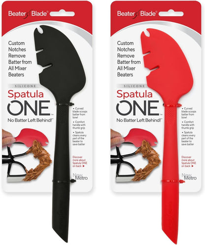 Silicone Spatula ONE Mixer Beater Scraper and Spatula, Cherry Red
