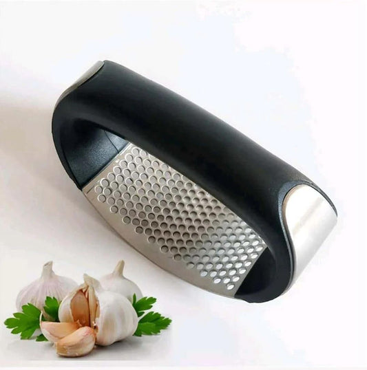 Stainless Steel Garlic Press Rocker with Ergonomic Handle, Manual Garlic Mincer Crusher, Easy to Clean Kitchen Tool