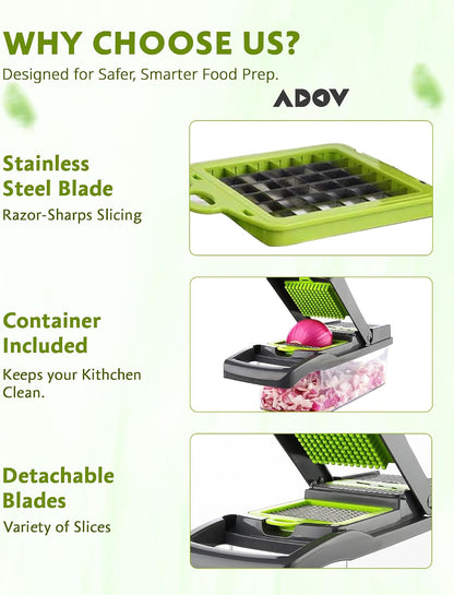 Vegetable Chopper With Container, Mandoline Slicer For Kitchen