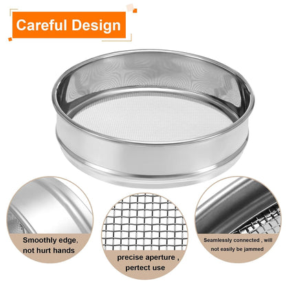 10 Mesh Lab Sieve, 8" Diameter Test Sieve 304 Stainless Steel Wire Cloth (2mm) for Industrial Laboratory - Colors A