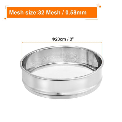 10 Mesh Lab Sieve, 8" Diameter Test Sieve 304 Stainless Steel Wire Cloth (2mm) for Industrial Laboratory - Colors A